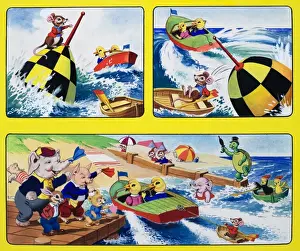 Summer Beach Scene Prints: Boating
