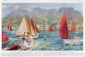 Cape Town Prints: Boating off Cape Town, South Africa Print