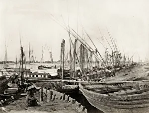 Boats along the banks of the River Nile, Egypt Boats along the banks of the River Nile, Egypt