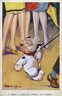 Bonzo Cartoon Prints: Bonzo on a leash