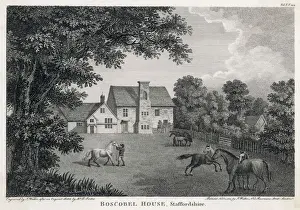 Prints of In the grounds of Boscobel House, now in Shropshire, Prince Charles (subsequently Charles II) hid after the battle of Worcester : th hiding-place is preserved Shropshire Prints: Boscobel House Print: Charles II's Hiding Place