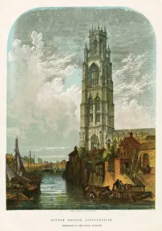 Prints of St. Botolphs Church, Boston, Lincolnshire known locally as the Boston Stump. Boston was the home town of Herbert Ingram, founder of the Illustrated London News. Date: 1861 Lincolnshire Prints: Boston Stump, St Botolph's Church, Boston Print 1861