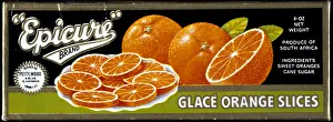 Box label, Epicure Glace Orange Slices Box label, Epicure Glace Orange Slices
