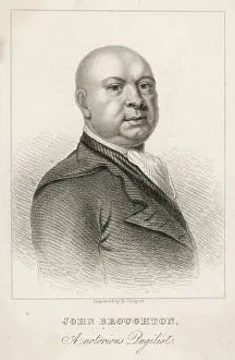 Prints of English boxer; third heavyweight champion of England (? - 1750); operated a boxing school and arena, London (1742-89); invented boxing rules and gloves Flintshire Prints: Jack Broughton Print: English Boxer and Arena Operator