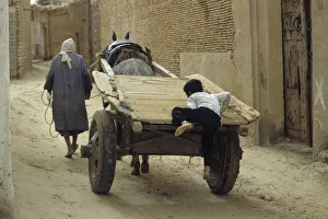 Boy jumps on cart, Nefta, Tunisia Boy jumps on cart, Nefta, Tunisia