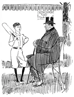 Historical Cricket Images Online Prints: Boy provides straightforward answer when quizzed by Uncle