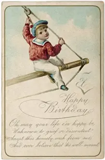Print of a Young Sailor in the Rigging