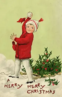Snowball Fight Prints: Boy throwing a snowball