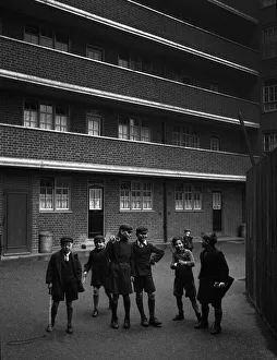 Boys outside block of Marylebone flats, NW London Boys outside block of Marylebone flats, NW London