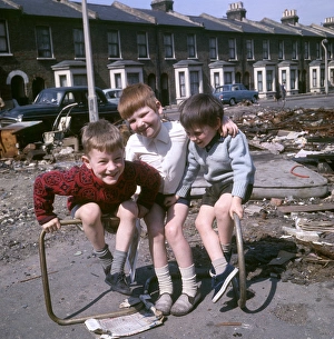 Boys playing with junk, Balham, SW London Boys playing with junk, Balham, SW London