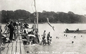 Boys Swimming, Training Ship Mercury, River Hamble, Hants Boys Swimming, Training Ship Mercury, River Hamble, Hants