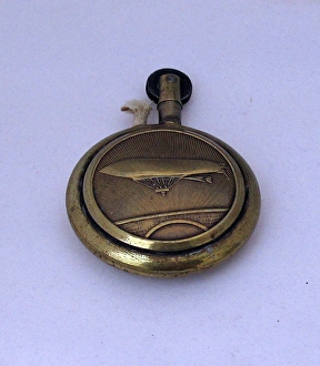 Brass lighter with French Bleriot monoplane, WW1 Brass lighter with French Bleriot monoplane, WW1