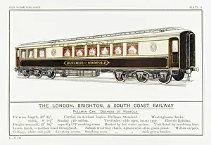 Prints of London Brighton and South Coast Railway pullman car Railway Prints: Brighton Pullman Car Print