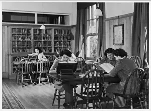 Print of Women Students Reading in Bristol University Library