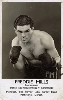 British Boxer Freddie Mills - signed postcard from 1941 British Boxer Freddie Mills - signed postcard from 1941