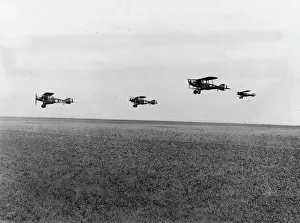 British Bristol fighter planes in flight, France, WW1 British Bristol fighter planes in flight, France, WW1