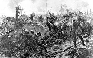 British and German soldiers illustrated fighting hand-to-han British and German soldiers illustrated fighting hand-to-han