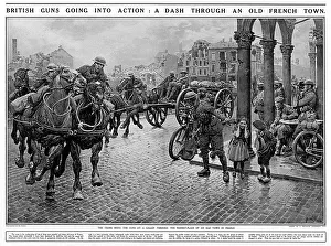 British Guns dash through French town British Guns dash through French town