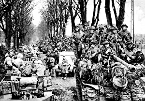 British Infantry and Tanks, Reichswald; World War Two, 1945 British Infantry and Tanks, Reichswald; World War Two, 1945