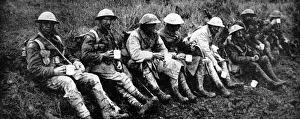 British Soldiers having a cup of tea; First World War, 1916 British Soldiers having a cup of tea; First World War, 1916