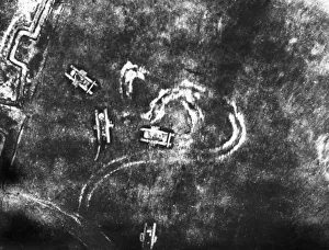 British tanks in Battle of Cambrai, aerial photograph, WW1 British tanks in Battle of Cambrai, aerial photograph, WW1