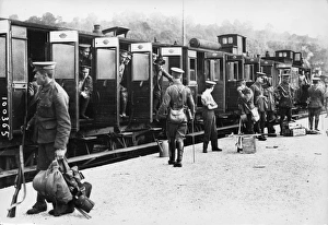 British troops boarding train at Rouen, France, WW1 British troops boarding train at Rouen, France, WW1