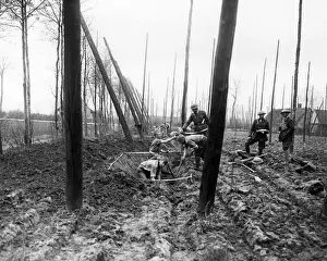 WW1 British Troops Prints: British troops digging trenches, Western Front, WW1