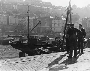 Brixham Harbour Print - Three Men at Leisure
