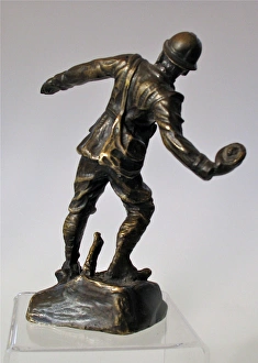 Bronze figure of an Italian bomber wearing Farina helme Bronze figure of an Italian bomber wearing Farina helme