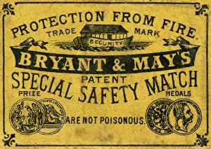Bryant and May safety match matchbox label Bryant and May safety match matchbox label
