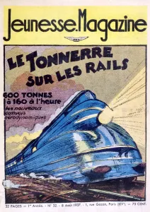 Bubblepunk Prints: 1937 Aerodynamic PLM Train Print - Futuristic Design