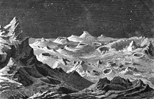 Prints of The craters of extinct volcanoes testify to the violent past of the Moon. Date: circa 1880 Space Exploration Prints: Lunar Landscape Print circa 1880