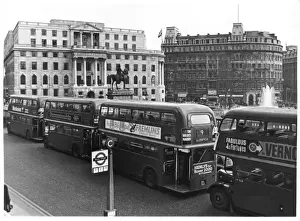 Routemaster Buses in Trafalgar Square Print