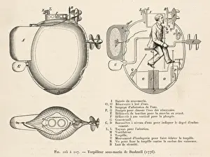 Bushnell's Sub Print: 1776 Hand-Powered Attack Craft