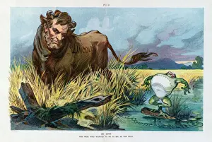 Lincoln Bull Confronts Roosevelt Frog Print, 1912