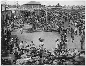 Busy market scene at Ibadan, Nigeria, West Africa Date: 1927 Busy market scene at Ibadan, Nigeria, West Africa Date: 1927
