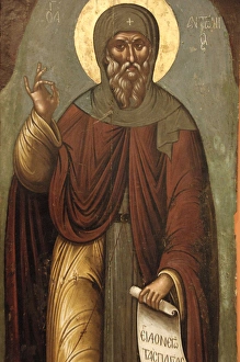 Byzantine icon of St. Anthony. 16th century. Byzantine Museu Byzantine icon of St. Anthony. 16th century. Byzantine Museu