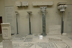 Byzantine Museum. Room. Architectural remains. Athens. Greec Byzantine Museum. Room. Architectural remains. Athens. Greec