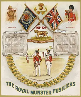 British Military Print - Royal Munster Fusiliers 1913