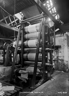 Early 1900s Industrial Scene Prints: Calendering Damask