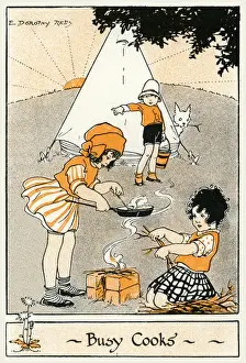 Camping Cooking Print circa 1935