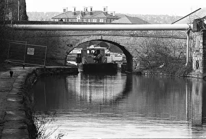 Canal workboat under bridge, Sheffield and Tinsley Canal Canal workboat under bridge, Sheffield and Tinsley Canal