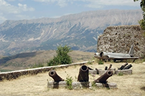 Cannons and American Air Force plane that landed in Albania Cannons and American Air Force plane that landed in Albania