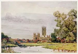 Prints of Canterbury Cathedral: viewed from across the fields Canterbury Prints: Canterbury Cathedral Print - A Field View