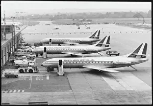 Prints of Three Societa Aerea Mediterranea Caravelle Jets being refuelled at London Gatwick Airport Heathrow Airport Prints: Caravelle Jets at London Gatwick Airport Print