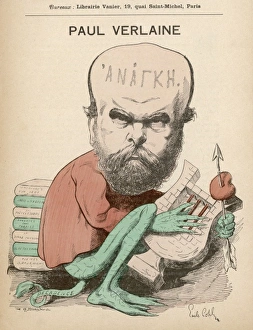 Caricature of Paul Verlaine, French poet Caricature of Paul Verlaine, French poet