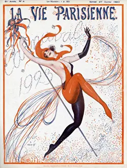 1923 Carnival Print: A Young Woman in Carnival Mood