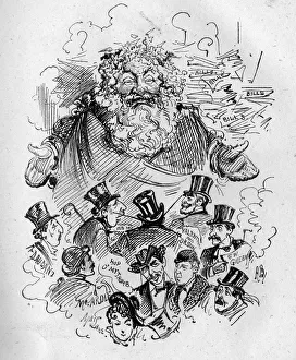 Cartoon, Father Christmas and theatre people Cartoon, Father Christmas and theatre people