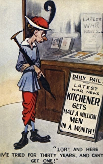 Cartoon on postcard, Kitchener news, WW1 Cartoon on postcard, Kitchener news, WW1