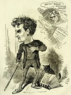 Cartoon, Wilson Barrett, preparing to play Hamlet Cartoon, Wilson Barrett, preparing to play Hamlet